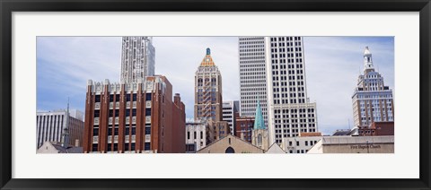 Framed Low angle view of downtown skyline, Tulsa, Oklahoma Print