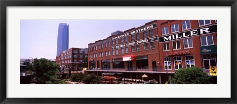 Framed Bricktown Mercantile building along the Bricktown Canal with Devon Tower in background, Bricktown, Oklahoma City, Oklahoma Print