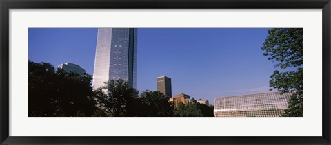 Framed Low angle view of the Devon Tower and Crystal Bridge Tropical Conservatory, Oklahoma City, Oklahoma, USA Print