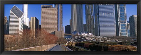 Framed Millennium Park with buildings in the background, Chicago, Cook County, Illinois, USA Print