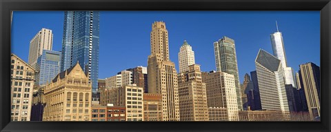 Framed Low angle view of city skyline, Michigan Avenue, Chicago, Cook County, Illinois, USA Print