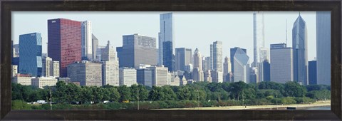 Framed City skyline with Lake Michigan and Lake Shore Drive in foreground, Chicago, Illinois, USA Print