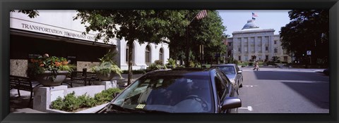 Framed Cars parked in front of Transportation Technology Center, Raleigh, Wake County, North Carolina, USA Print