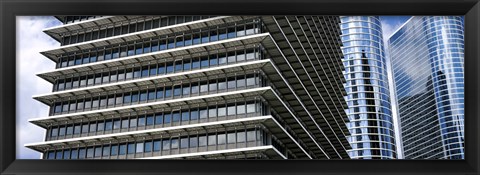 Framed Low angle view of buildings in a city, ExxonMobil Building, Chevron Building, Houston, Texas, USA Print