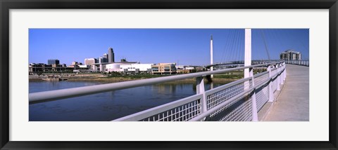 Framed Bridge across a river, Bob Kerrey Pedestrian Bridge, Missouri River, Omaha, Nebraska, USA Print