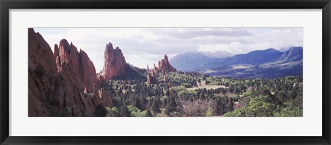 Framed Rock formations on a landscape, Garden of The Gods, Colorado Springs, Colorado Print