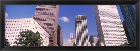 Framed Low angle view of Downtown skylines, Houston, Texas, USA Print