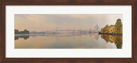 Framed Bridge across a river, Benjamin Franklin Bridge, Delaware River, Philadelphia, Pennsylvania, USA Print