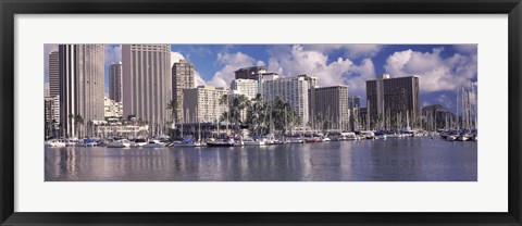 Framed Downtown Honolulu, Oahu, Hawaii, USA Print