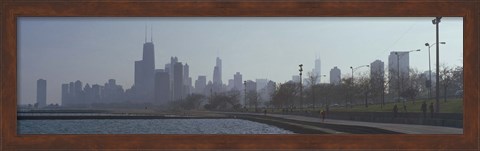 Framed Lakefront skyline at misty morning, Chicago, Cook County, Illinois, USA Print