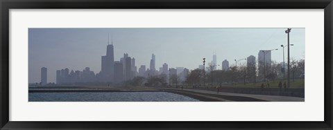 Framed Lakefront skyline at misty morning, Chicago, Cook County, Illinois, USA Print