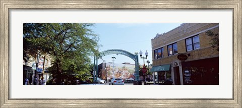 Framed Street scene, Lincoln Square, Chicago, Cook County, Illinois, USA Print