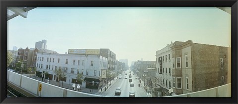 Framed City viewed from a railroad platform, Lakeview, Chicago, Cook County, Illinois, USA Print