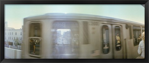 Framed Train entering into station platform, Chicago, Cook County, Illinois, USA Print