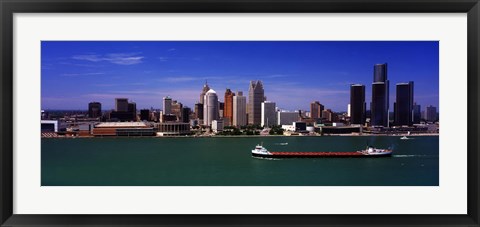 Framed Buildings at the waterfront, Detroit, Michigan Print