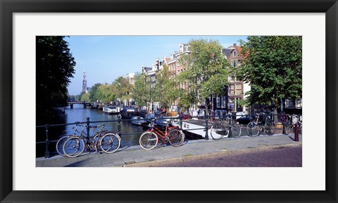 Framed Netherlands, Amsterdam, bicycles Print