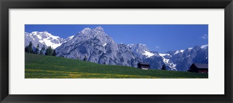 Framed Field Of Wildflowers With Majestic Mountain Backdrop, Karwendel Mountains, Austria Print