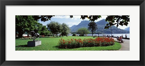 Framed Park near Lake Lugano bkgrd MT Monte Bre canton Ticino Switzerland Print