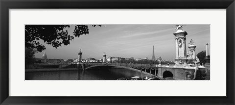 Framed Pont Alexandre III, Seine River, Paris, Ile-de-France, France (black and white) Print