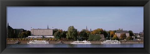 Framed Tour Boat In The River, Rhine River, Bonn, Germany Print