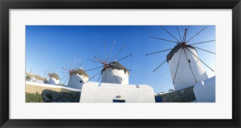 Framed Windmills Santorini Island Greece Print