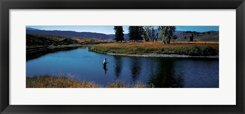 Framed Trout fisherman Slough Creek Yellowstone National Park WY Print