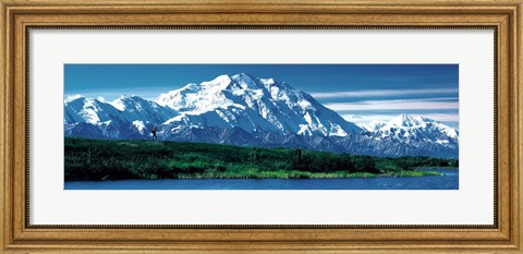 Framed Snow covered mountain in Denali National Park AK Print