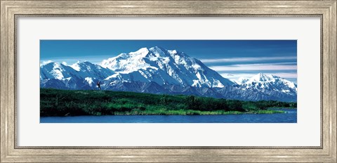 Framed Snow covered mountain in Denali National Park AK Print