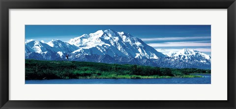 Framed Snow covered mountain in Denali National Park AK Print