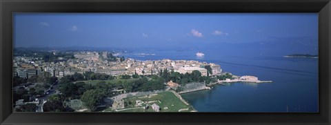 Framed Town at the waterfront, Corfu, Greece Print