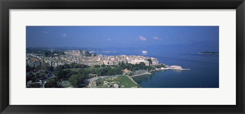 Framed Town at the waterfront, Corfu, Greece Print