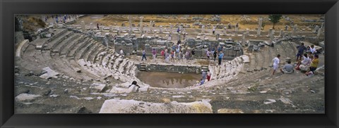 Framed High Angle View Of Tourists In An Ancient Building, Ephesus, Turkey Print