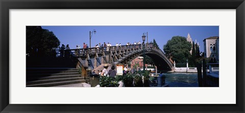 Framed Tourists on a bridge, Accademia Bridge, Grand Canal, Venice, Veneto, Italy Print