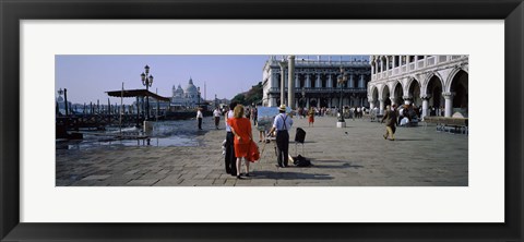 Framed Tourists at a town square, St. Mark&#39;s Square, Venice, Veneto, Italy Print