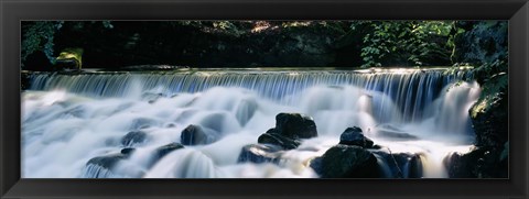 Framed Waterfall in a forest, Aberfeldy Birks, Perthshire, Scotland Print