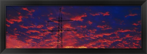 Framed Power lines at sunset Germany Print