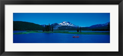 Framed South Sister canoeing Sparks Lake OR USA Print