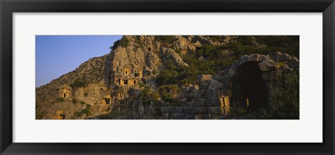 Framed Tombs on a cliff, Lycian Rock Tomb, Antalya, Turkey Print