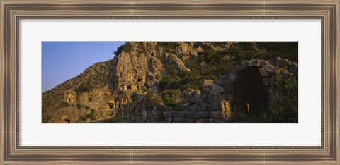 Framed Tombs on a cliff, Lycian Rock Tomb, Antalya, Turkey Print