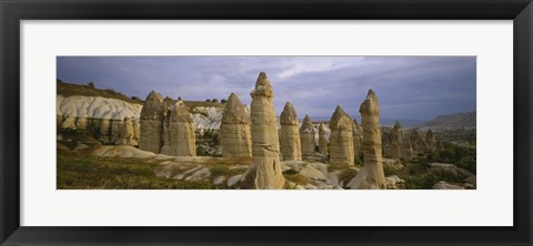 Framed Rock formations on a volcanic landscape, Cappadocia, Turkey Print