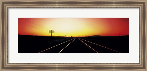 Framed Santa Fe Railroad Tracks, Daggett, California, USA Print