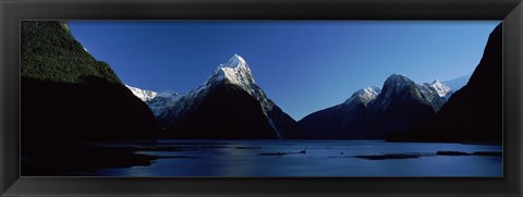 Framed Lake at Milford Sound, South Island, New Zealand Print