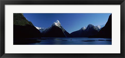 Framed Lake at Milford Sound, South Island, New Zealand Print