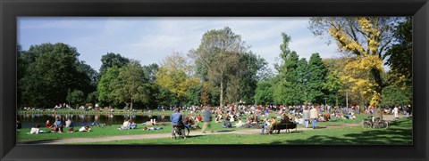 Framed People Relaxing In The Park, Vondel Park, Amsterdam, Netherlands Print