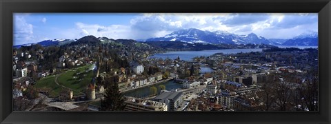 Framed High angle view of a city, Chateau Gutsch, Lucerne, Switzerland Print