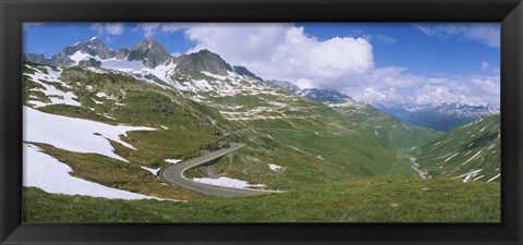 Framed High angle view of a road passing through mountains, Grimsel Pass, Switzerland Print