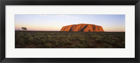 Framed Landscape with sandstone formation at dusk, Uluru, Uluru-Kata Tjuta National Park, Northern Territory, Australia Print