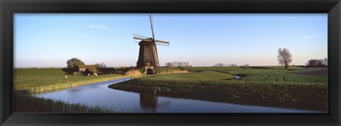 Framed Windmill, Schermerhorn, Netherlands Print