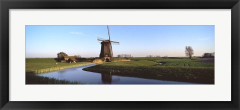 Framed Windmill, Schermerhorn, Netherlands Print