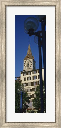 Framed Low angle view of a clock tower, Zurich, Canton Of Zurich, Switzerland Print